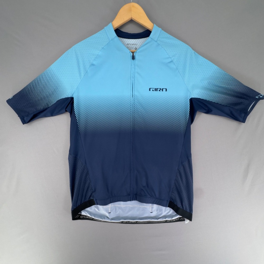 Giro Mens XL Cycling Jersey Blue Gradient Short Sleeve Partial Zip Bike Shirt